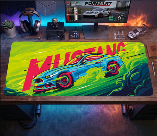 Mustang Neon Burnout Gaming Mousepad (70x30cm)